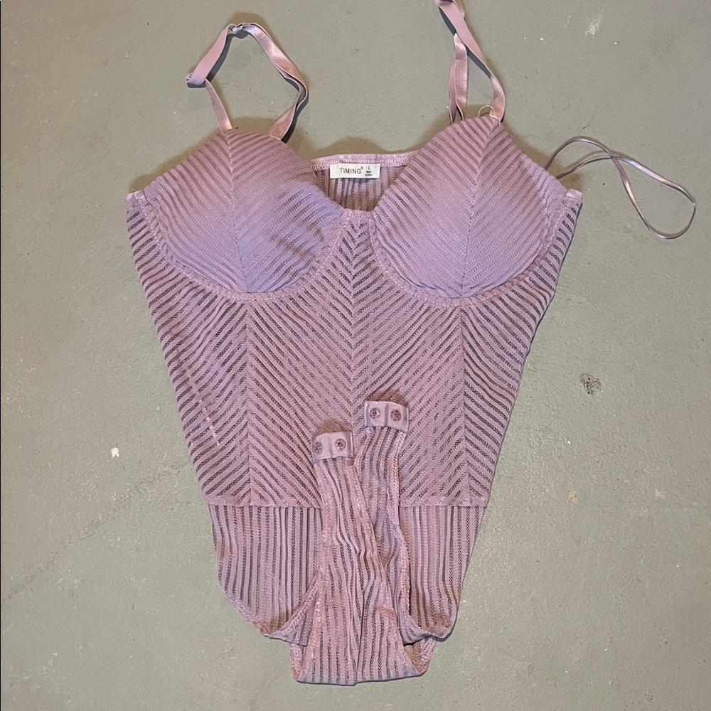 Purple Striped Bodysuit